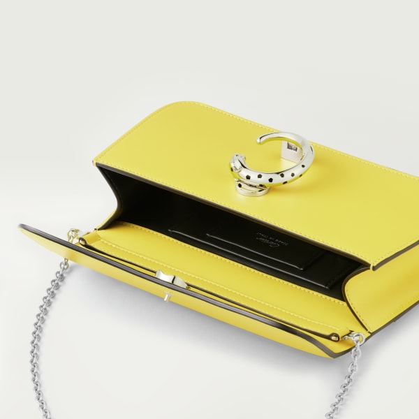 Mini model chain bag, Panthère de Cartier Yellow calfskin, palladium finish and black enamel