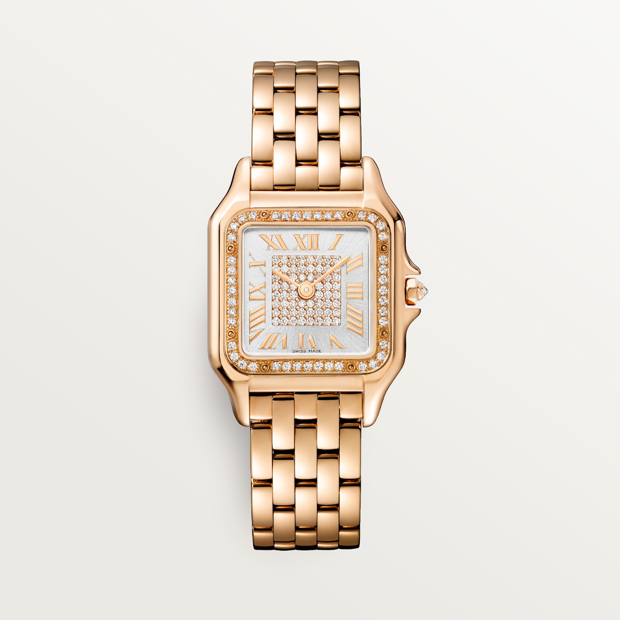 Panthère de Cartier 腕錶中型款，石英機芯，玫瑰金，鑽石