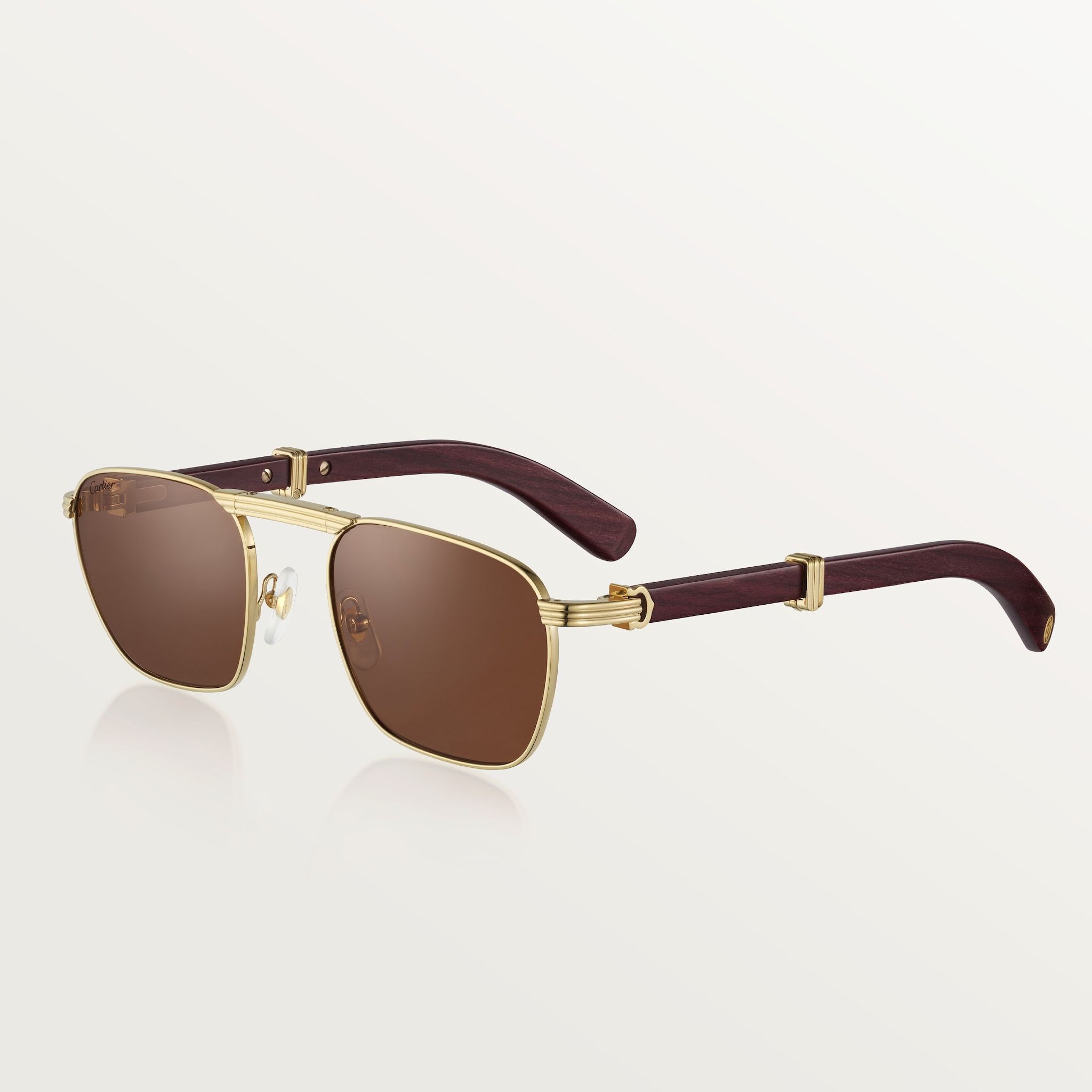 Première de Cartier 太陽眼鏡光滑金色飾面金屬，棕色鏡片