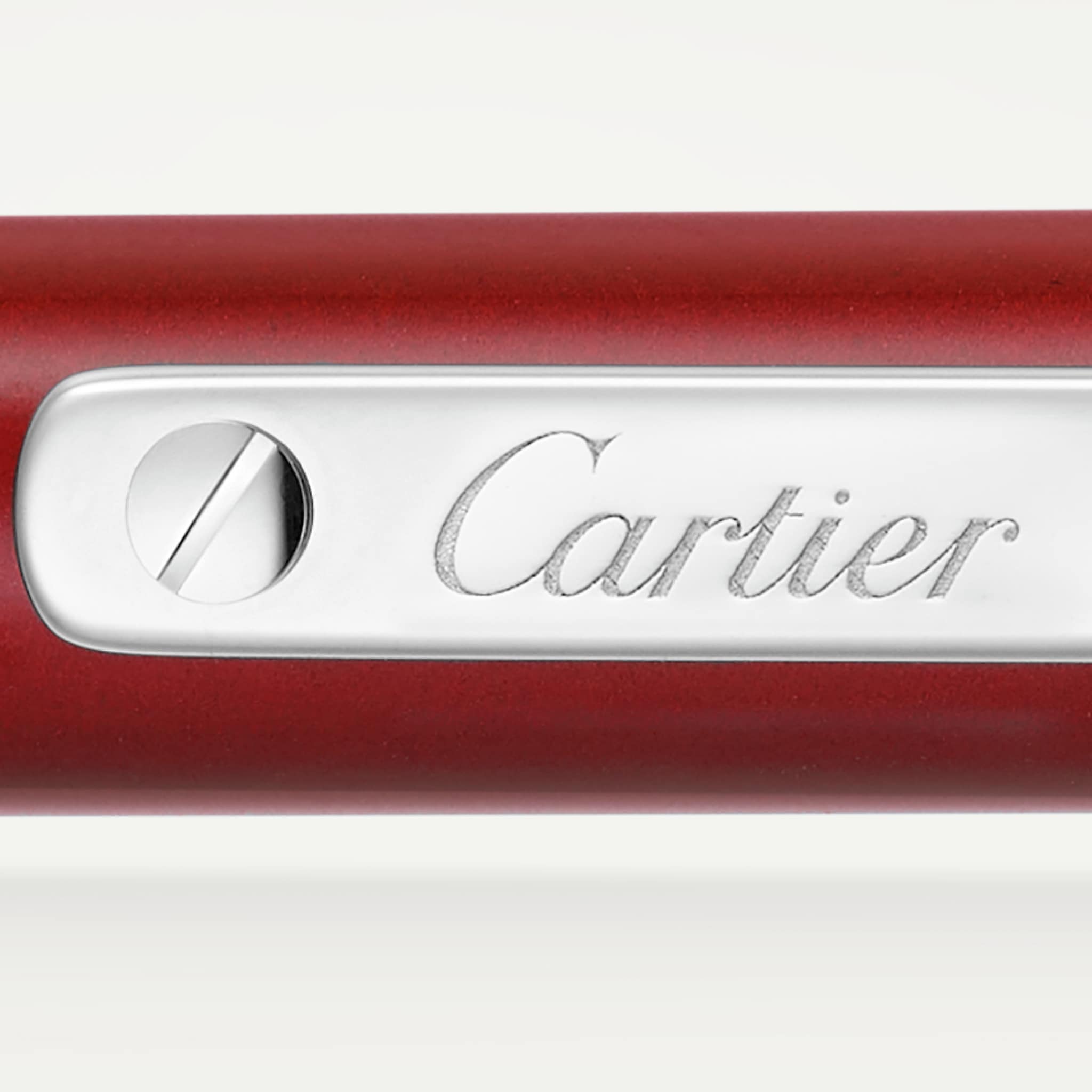 Santos de Cartier 書寫筆小型款，紅色亮漆，鍍鈀飾面