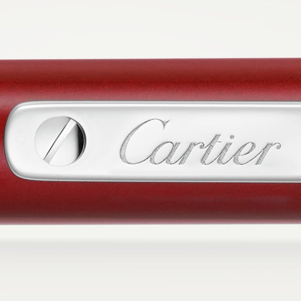 Santos de Cartier 書寫筆 小型款，紅色亮漆，鍍鈀飾面