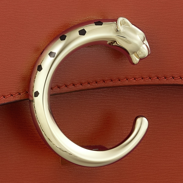 Panthère de Cartier 鏈帶手袋 栗子棕色小牛皮，金色飾面及黑色琺瑯