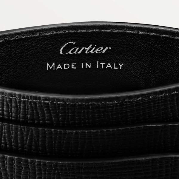 Cartier Losange 卡片夾 黑色粒面小牛皮，黑色琺瑯及鍍鈀飾面