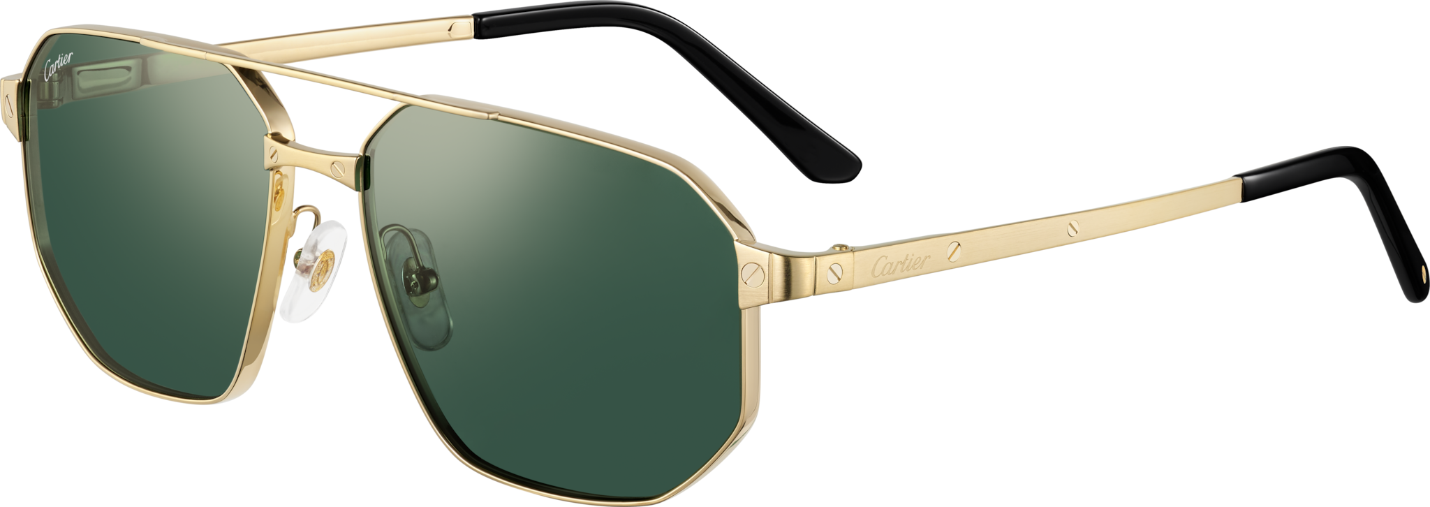 Santos de Cartier SunglassesSmooth and brushed golden-finish metal, green lenses