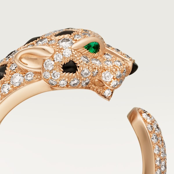 Panthère de Cartier 戒指 玫瑰金，鑽石，縞瑪瑙，祖母綠