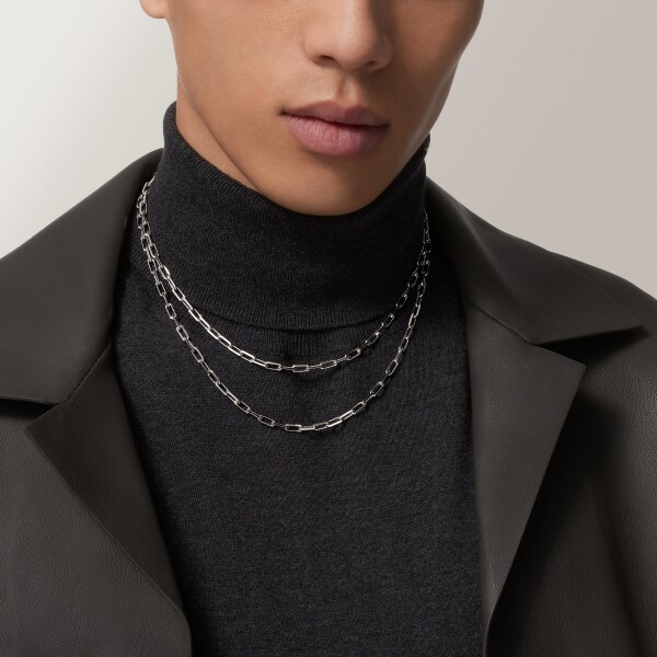 Santos de Cartier long necklace, chain, small model Non-rhodium finish white gold