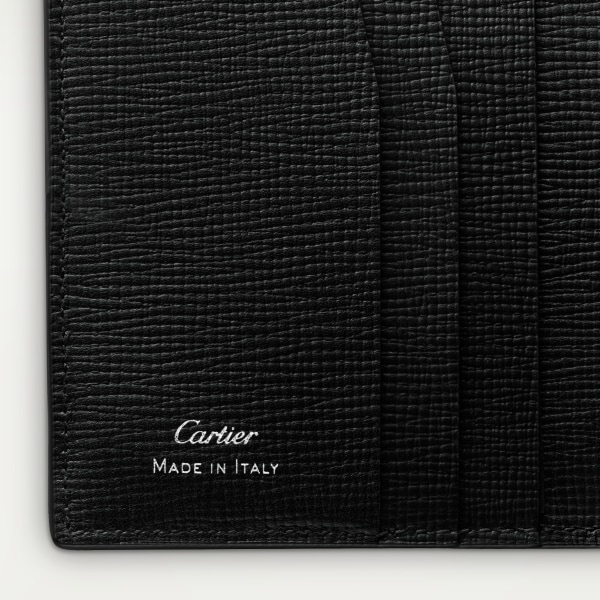 信用卡夾，可容納4張信用卡，Cartier Losange 黑色粒面小牛皮，黑色琺瑯及鍍鈀飾面