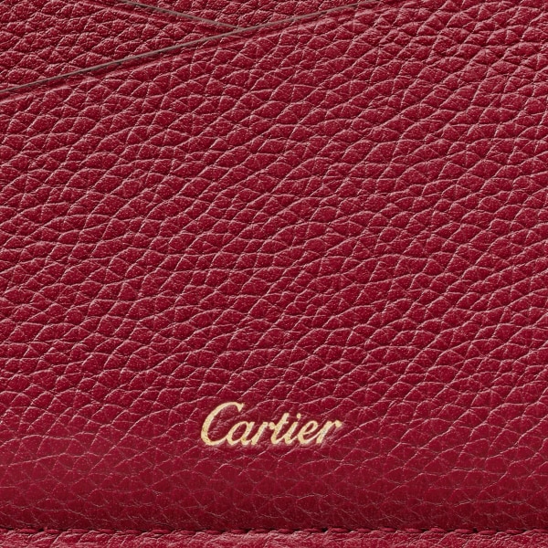 Panthère de Cartier 卡片夾 酒紅色小牛皮，金色飾面