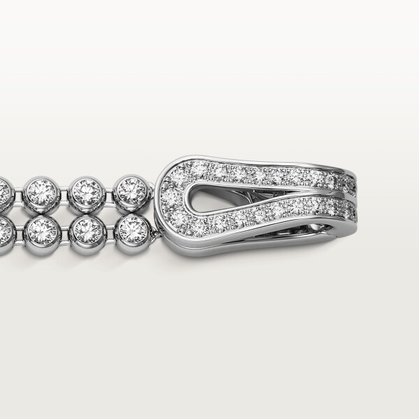 Agrafe bracelet, brilliant-cut diamonds, paved  White gold, diamonds