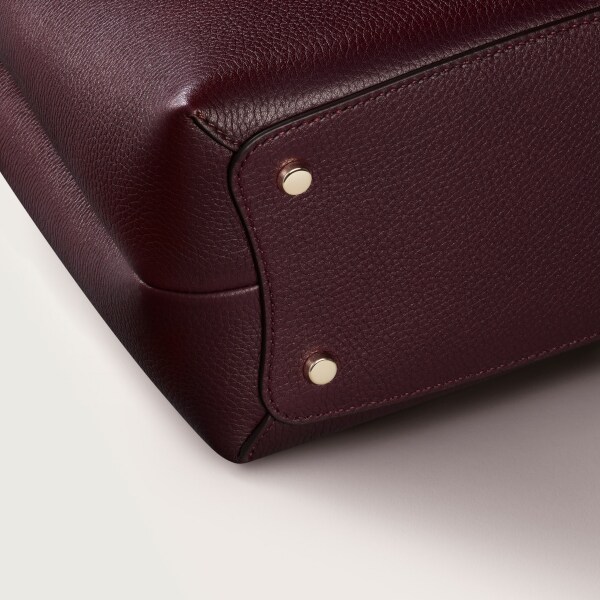 手袋，小型款，Panthère Double 葡萄紫色粒面小牛皮，金色飾面