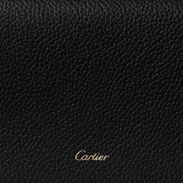 Mini wallet, Panthère de Cartier Black calfskin, golden finish
