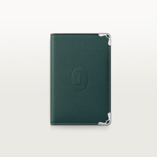 卡片夾，Must 松綠色小牛皮，鍍鈀飾面