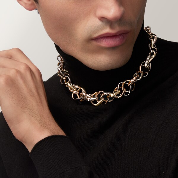 Trinity cushion necklace, extra-large model White gold, yellow gold, rose gold