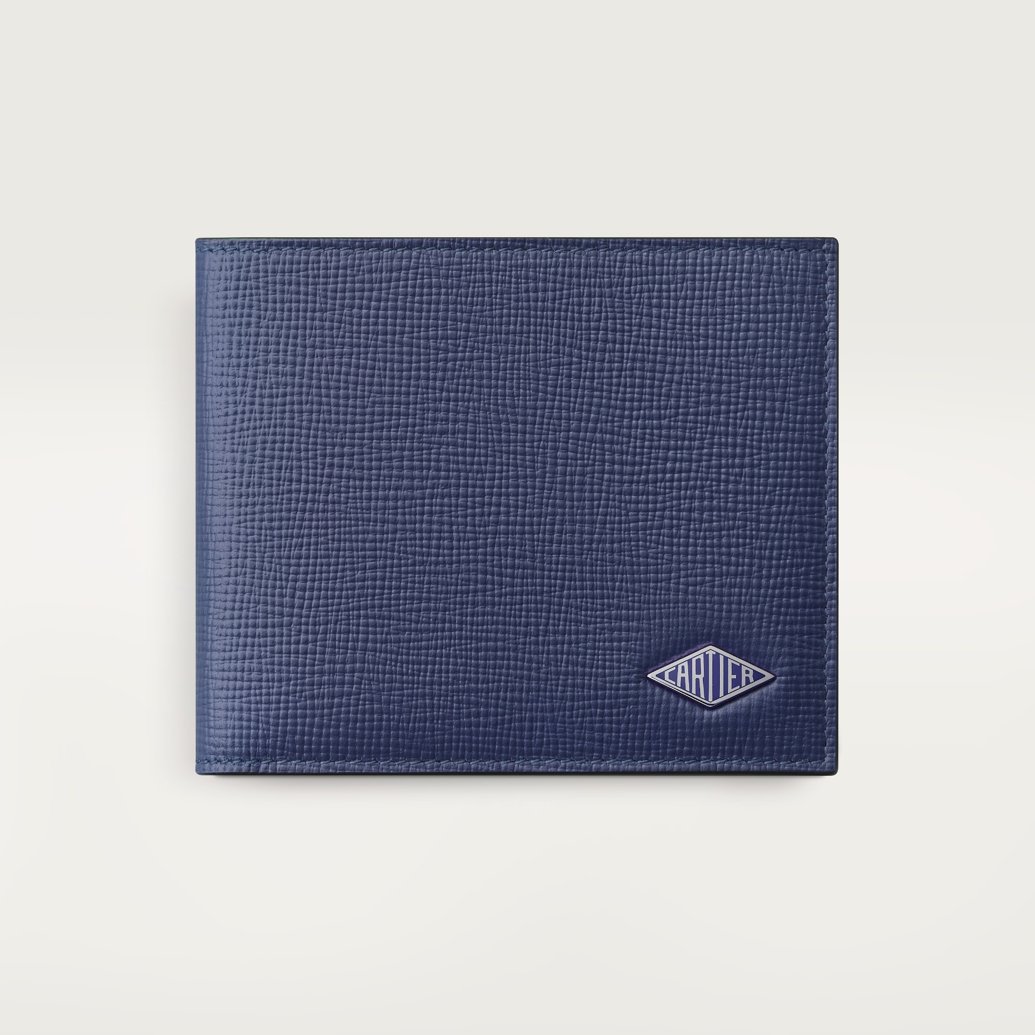 銀包，Cartier Losange海軍藍色粒面小牛皮，鍍鈀飾面及琺瑯