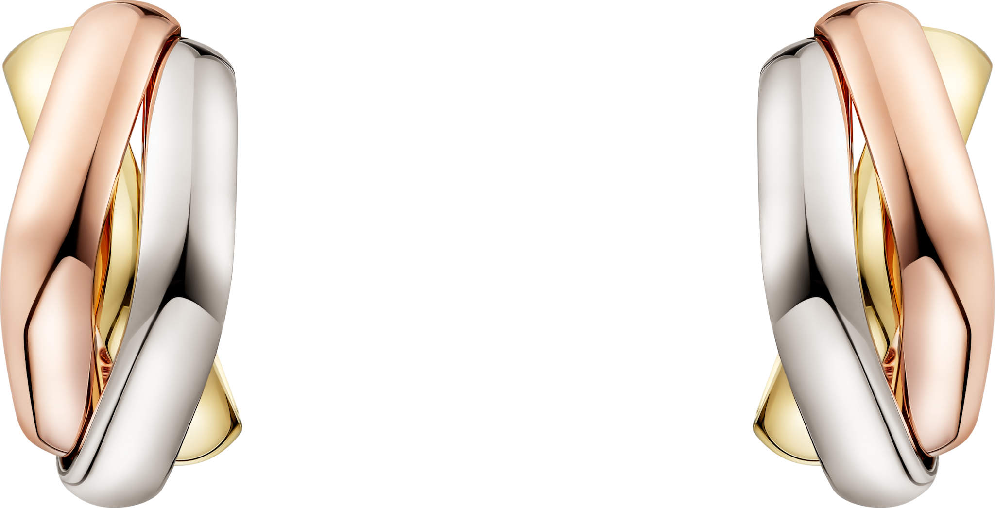 Trinity cushion earrings White gold, yellow gold, rose gold