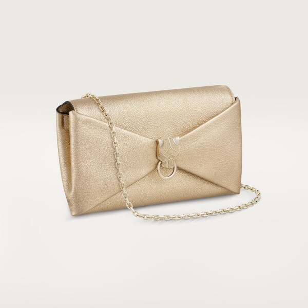 手拿包，Panthère Graphique 金色金屬亮面小牛皮，金色飾面