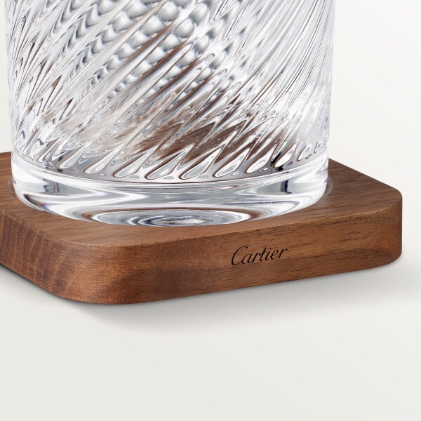 Santos de Cartier set of 2 glasses and 2 coasters Crystal and walnut wood