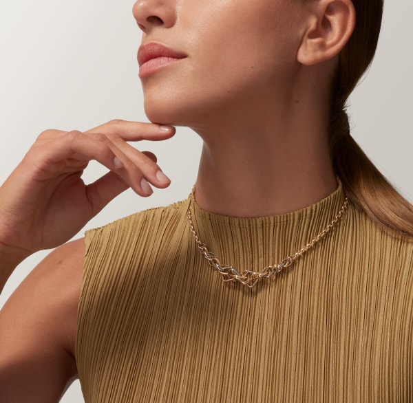 Trinity cushion necklace, medium model White gold, yellow gold, rose gold