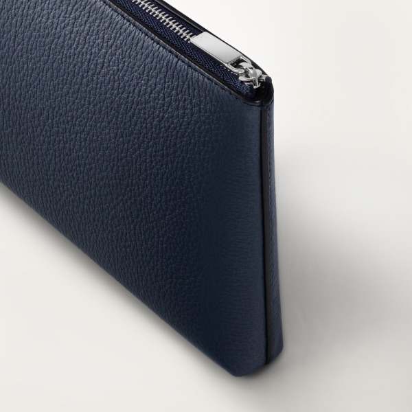 手拿包，小型款，Must de Cartier 海軍藍色小牛皮，鍍鈀飾面 