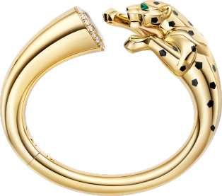 Panthère Jewelry Watch Quartz movement, yellow gold, lacquer, onyx, tsavorites, diamonds