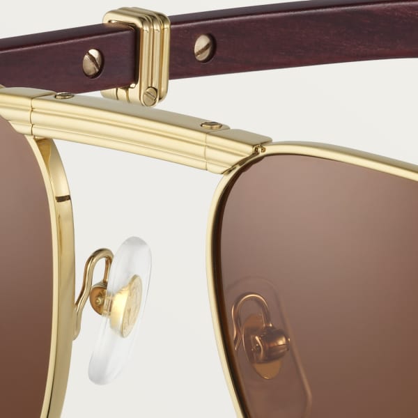 Première de Cartier sunglasses Smooth golden-finish metal, brown lenses