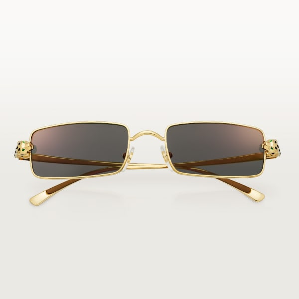 Panthère de Cartier Sunglasses Smooth golden-finish metal, grey lenses
