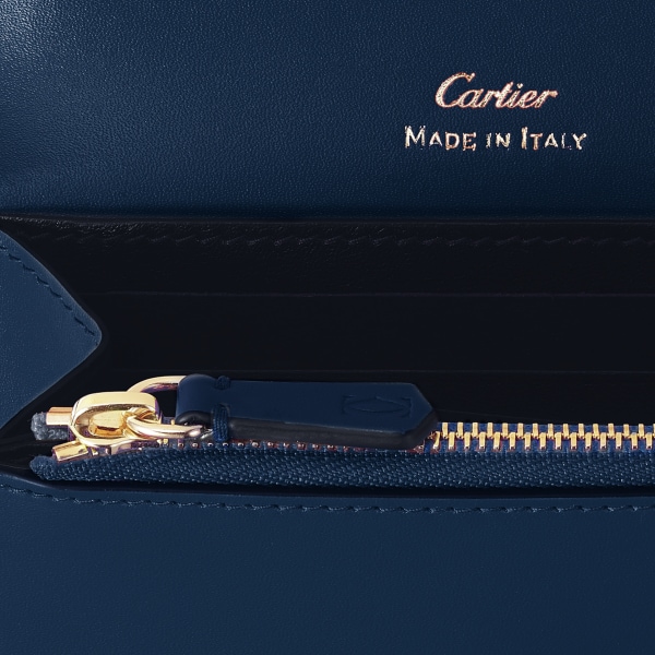 銀包，迷你款，C de Cartier 午夜藍色小牛皮，金色飾面
