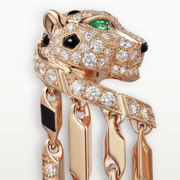 Panthère de Cartier 耳環 玫瑰金，縞瑪瑙，祖母綠，鑽石