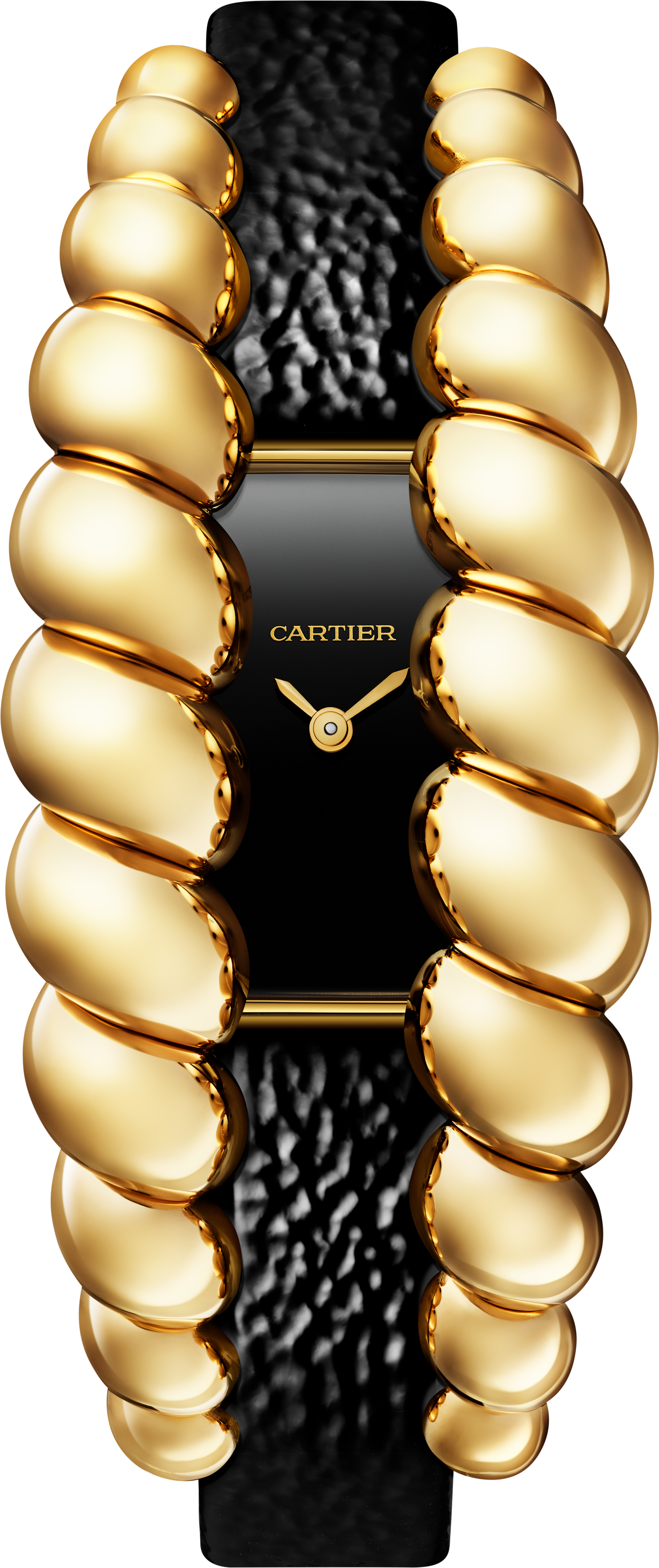 Tressage watchQuartz movement, yellow gold, 2 interchangeable leather straps