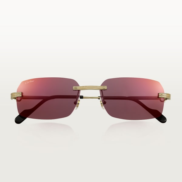 Première de Cartier 太陽眼鏡 光滑金色飾面金屬，酒紅色鏡片