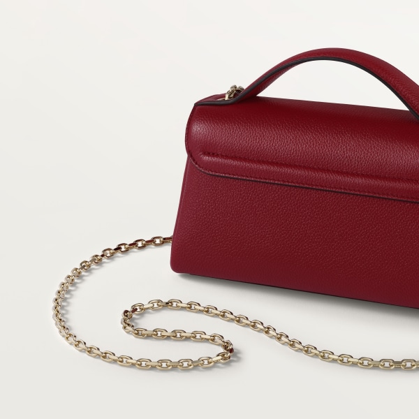 鏈帶手袋，袖珍款，Panthère Graphique de Cartier 酒紅色粒面小牛皮，金色飾面