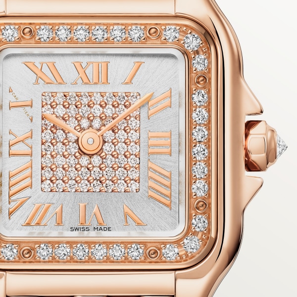 Panthère de Cartier 腕錶 小型款，石英機芯，玫瑰金，鑽石