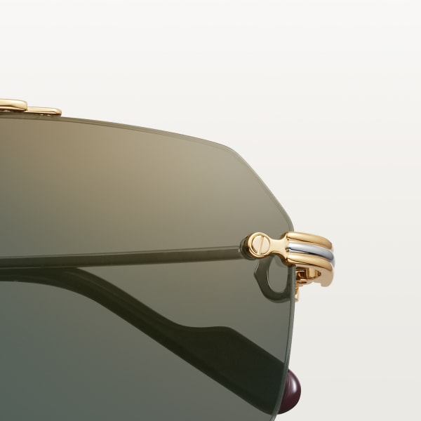 Première de Cartier 太陽眼鏡 光滑金色飾面金屬，綠色鏡片