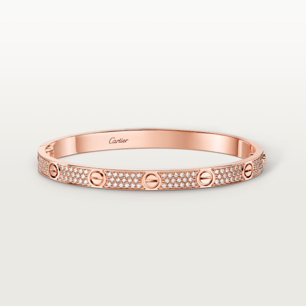 Love bracelet, medium model, paved Rose gold, diamond