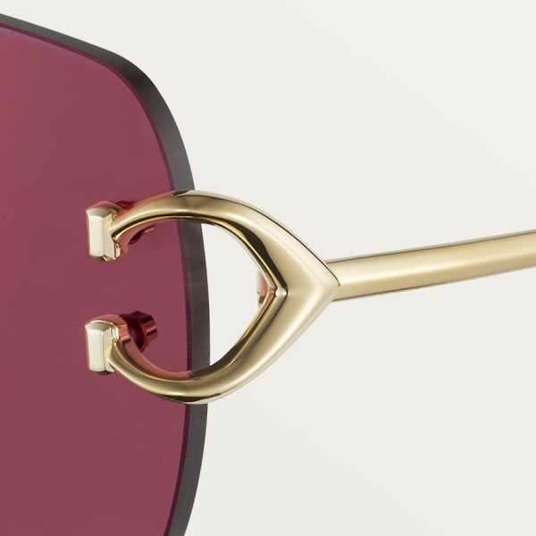 Signature C de Cartier 太陽眼鏡 光滑金色飾面金屬，酒紅色鏡片
