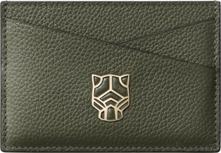 卡片夾，Panthère Graphique de Cartier 綠茶色粒面小牛皮，金色飾面