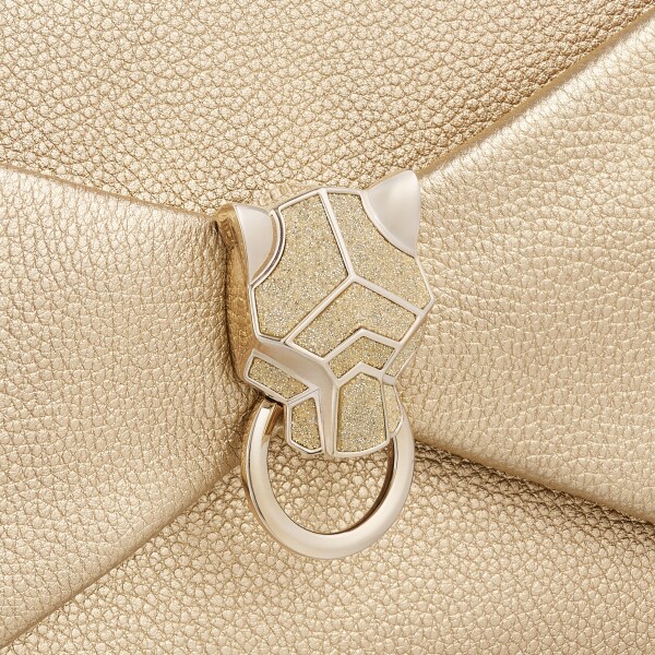 手拿包，Panthère Graphique 金色金屬亮面小牛皮，金色飾面