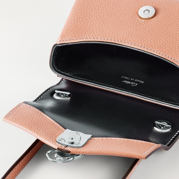 鏈帶手袋，微型款，Panthère de Cartier 粉色小牛皮，鍍鈀飾面