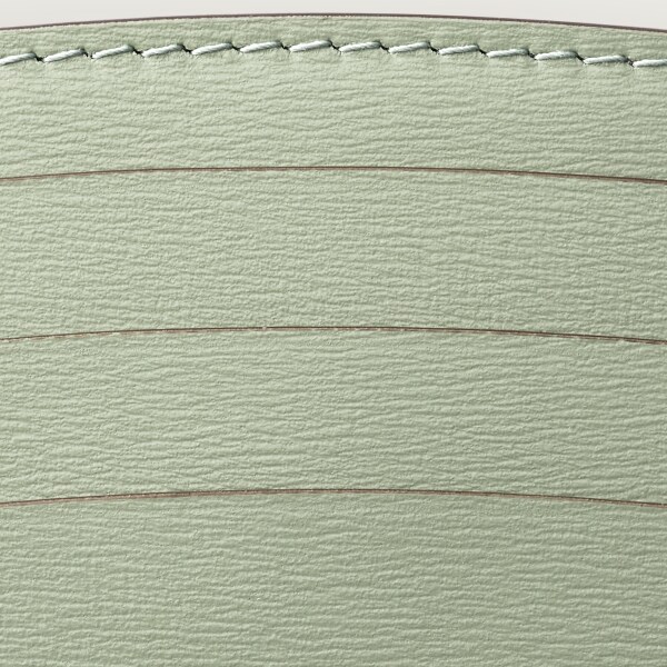 卡片夾， Panthère C de Cartier 灰綠色粒面小牛皮，金色飾面