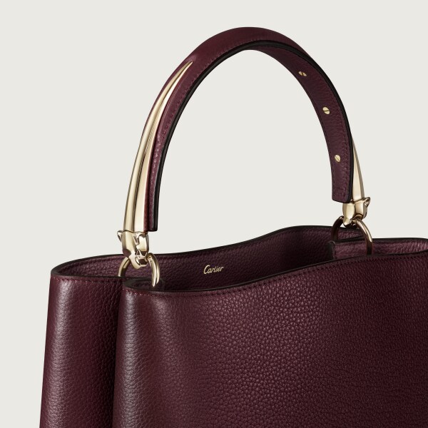 手袋，小型款，Panthère Double 葡萄紫色粒面小牛皮，金色飾面