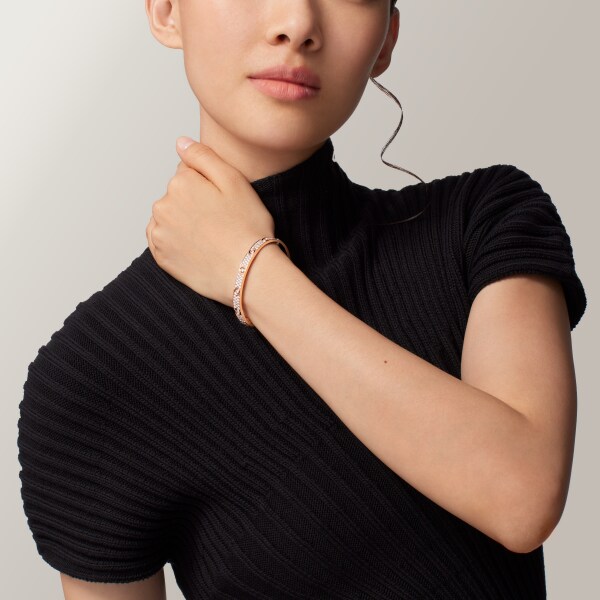 Love bracelet, classic model, paved, 10 diamonds Rose gold, diamonds