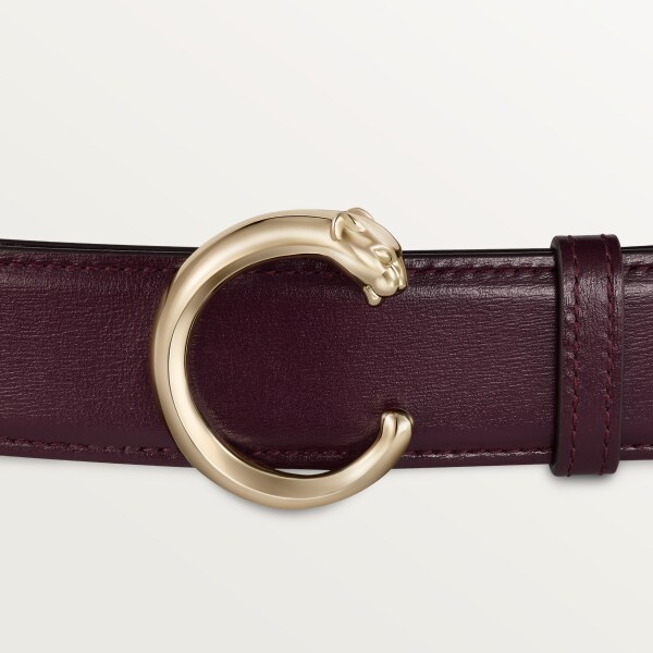 皮帶，35毫米，Panthère de Cartier，尺寸：75厘米 葡萄紫色小牛皮，金色飾面帶扣