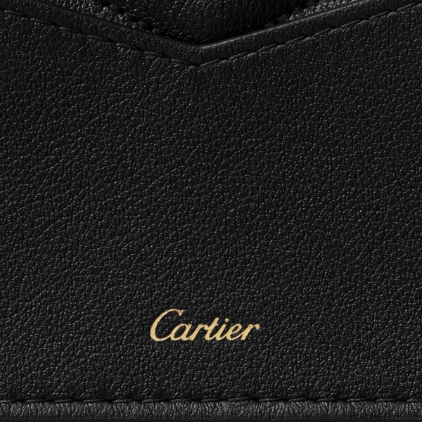 拉鏈名片夾，Panthère de Cartier 黑色襯墊小牛皮，金色飾面 