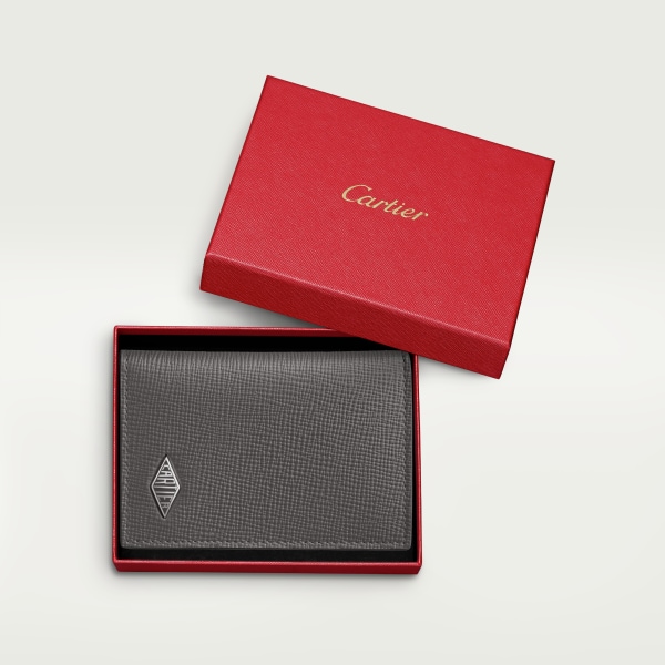 Cartier Losange 卡片夾 灰色粒面小牛皮，灰色琺瑯及鍍鈀飾面