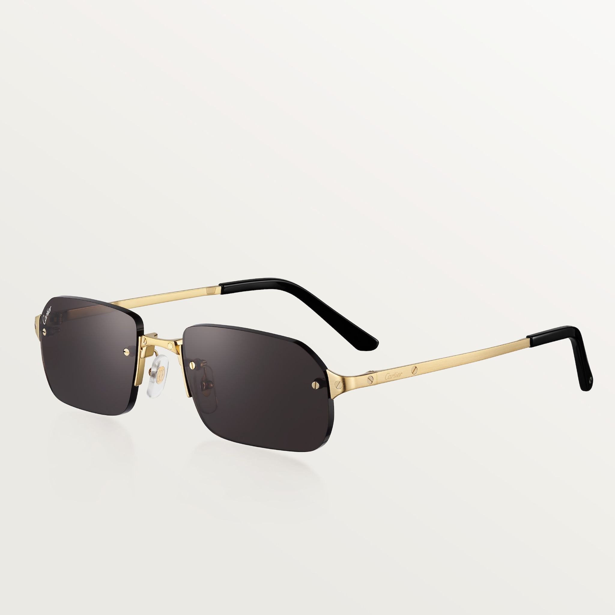 Santos de Cartier SunglassesSmooth and brushed golden-finish metal, grey lenses