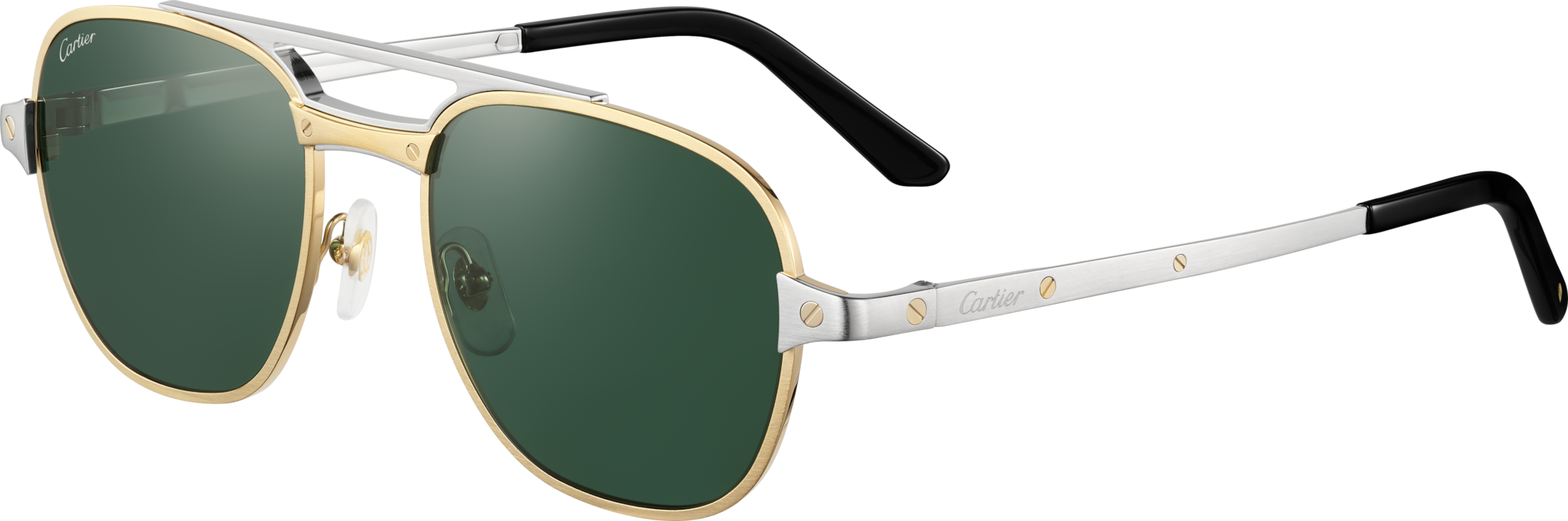 Santos de Cartier SunglassesBushed platinum finish metal, green lenses