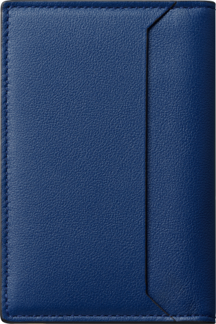 信用卡夾，可容納4張信用卡，Must de Cartier 深藍色小牛皮，鍍鈀飾面