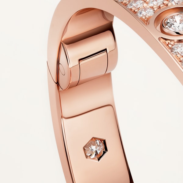 Love bracelet, classic model, paved, 10 diamonds Rose gold, diamonds