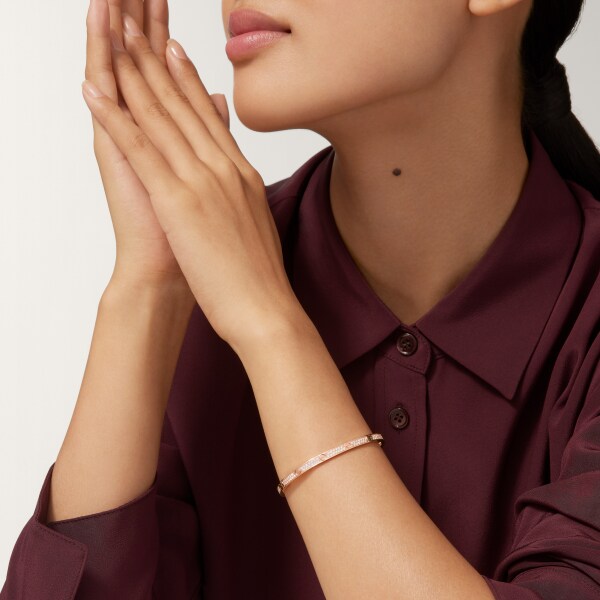 Love bracelet, small model, paved Rose gold, diamond
