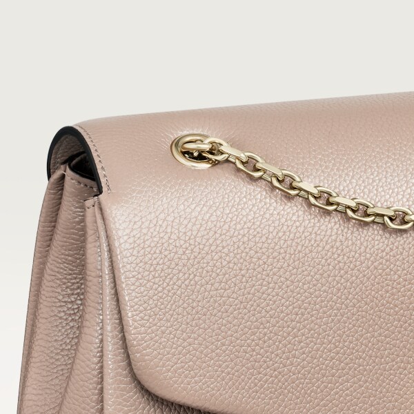 鏈帶手袋，小型款，Panthère Graphique de Cartier 土褐色粒面小牛皮，金色飾面